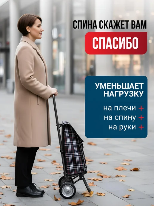 Индиго Хозяйственная сумка тележка на колесах, черный, фото 7