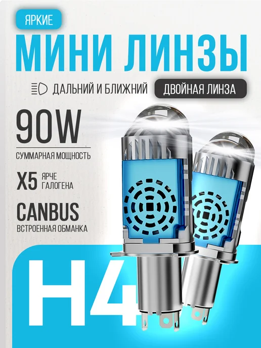 AUTO LED BRANDS Светодиодные мини линзы H4 для автомобиля, вариант