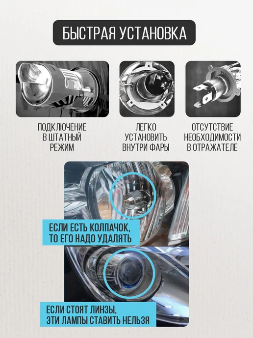 AUTO LED BRANDS Светодиодные мини линзы H4 для автомобиля, вариант, фото 6