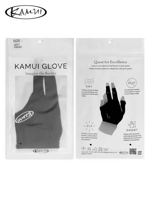 Kamui Перчатка для бильярда QuickDry Short, черная левая S, черный, фото 5