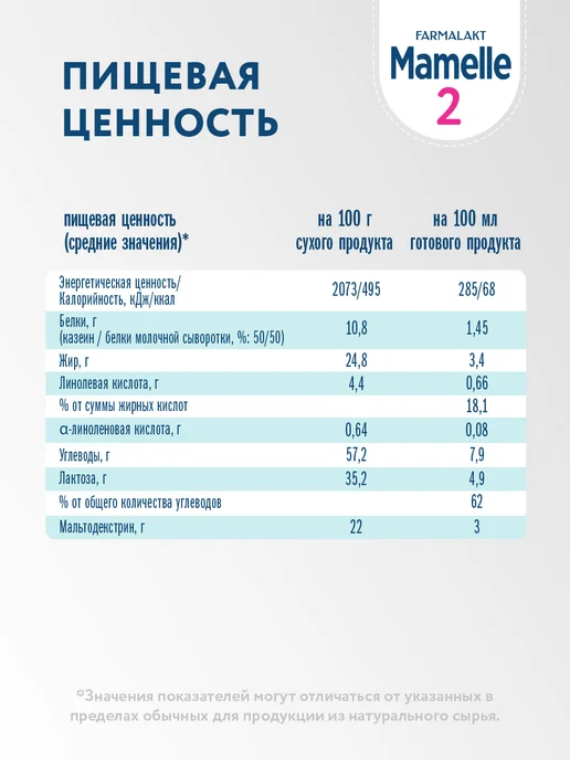 Mamelle Cмесь сухая молочная Мамель 2 с 6 до 12 мес, 600г Х 2 шт, 600 г, 2 шт, фото 6