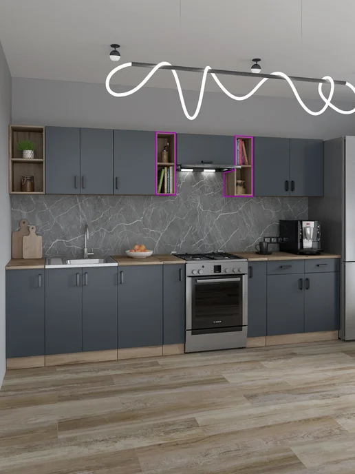 REGENT style Кухонный гарнитур навесной 60 см, серый, в упаковке 13,2 кг, фото 3