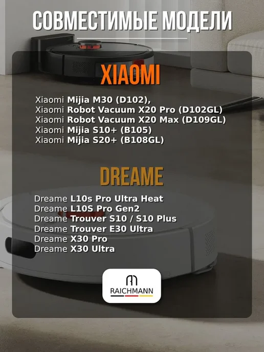 RAICHMANN Боковые щетки для робота-пылесоса Xiaomi и Dreame - 2 шт, 2 шт, фото 2