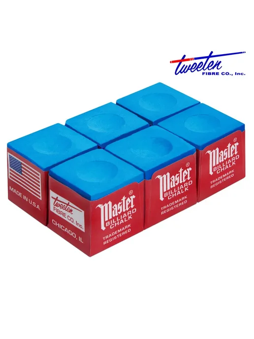 Tweeten Fibre Co., Inc. Мел для бильярда Master Tweeten Sky Blue, голубой, 6 шт, 6 шт