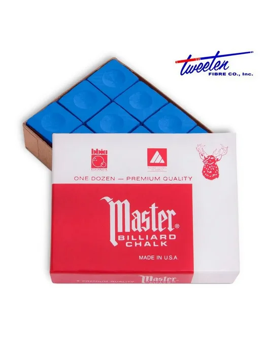 Tweeten Fibre Co., Inc. Мел для бильярда Master Tweeten Sky Blue, голубой, 6 шт, 6 шт, фото 2