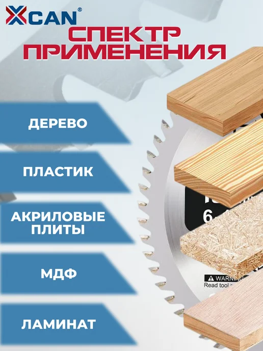 XCAN Диск пильный твёрдосплавный по дереву 160х1,8х20 мм 60Т, 160x1.8x20 мм, фото 2