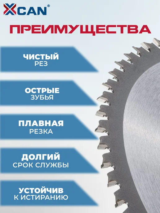 XCAN Набор пильных дисков по дереву 210х2.5х30х24T 48T 60T 3 шт, 210x2.5, 3 шт, фото 3