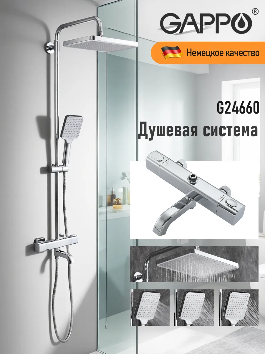 Душевая система с тропическим душем и термостатом