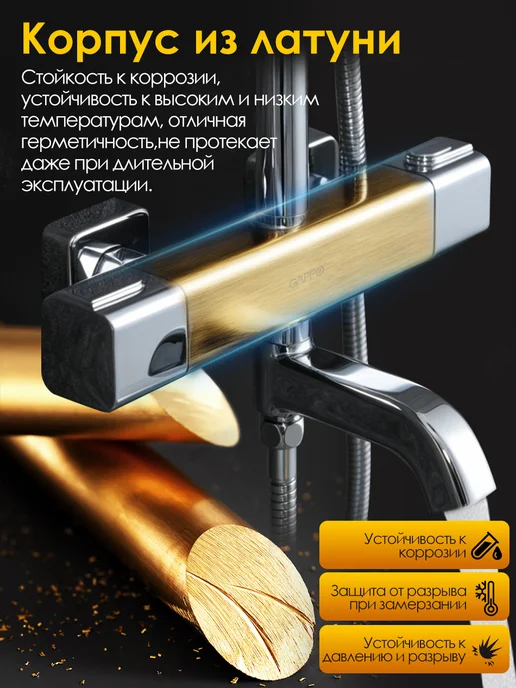 Gappo Душевая система с тропическим душем, G24660, хром, серый, фото 2