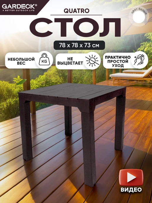 B:rattan Стол Boston Quatro 780х780, венге, 780x780