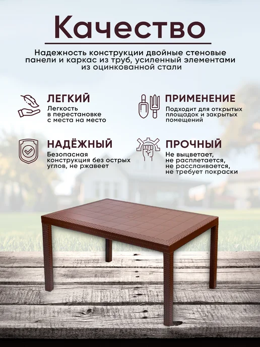 B:rattan Стол Boston Quatro 780х780, венге, 780x780, фото 2