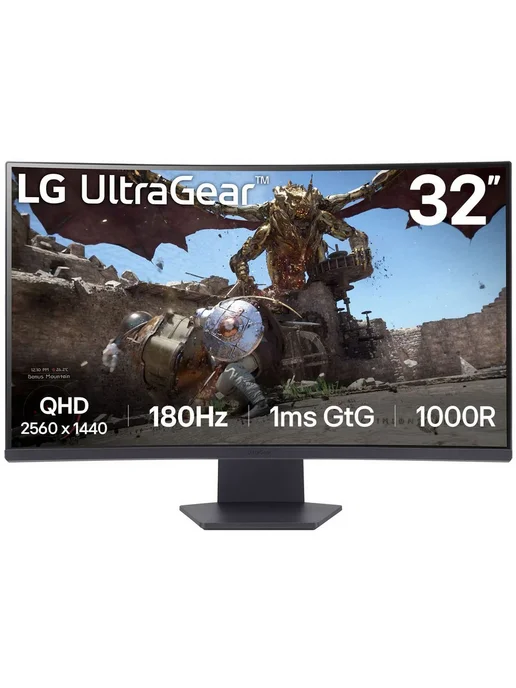 LG 31.5" Монитор 32GS60QC-B.ARUZ, VA, 2560x1440, 180Гц (32GS60Q, 2560x1440, фото 2