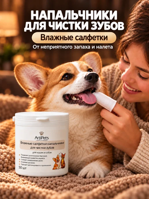 ArtiPets Влажные салфетки для чистки зубов собак и кошек, вариант