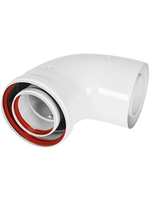 ROMMER Отвод 90° традиционный коаксиальный D60 (п-м) 100 (п-м), вариант, фото 2