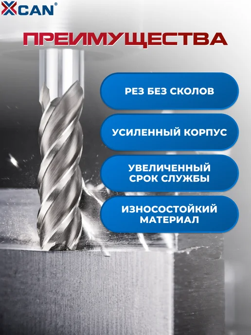 XCAN Фреза спиральная четырехзаходная 2х6х7х51 мм, 7x51 мм, фото 4