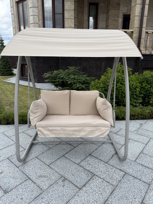 Двухместные садовые качели с навесом Full Comfort SPEZIA, бежевый, фото 2