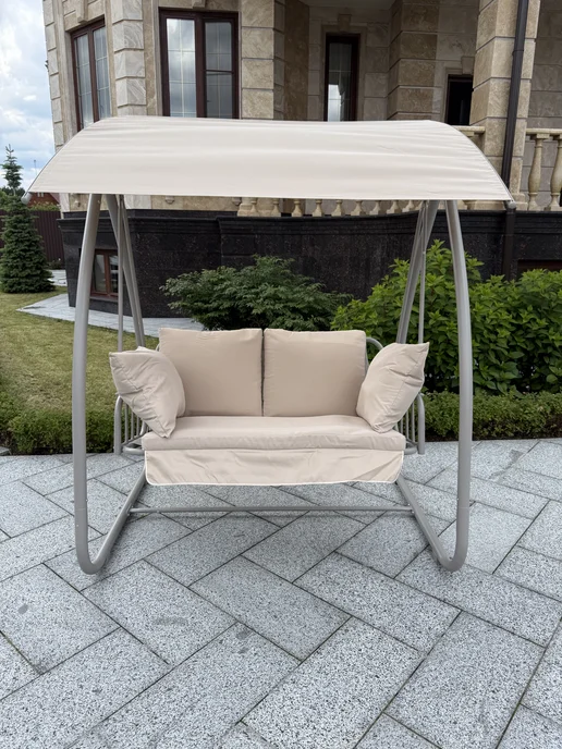 Двухместные садовые качели с навесом Full Comfort SPEZIA, бежевый, фото 3