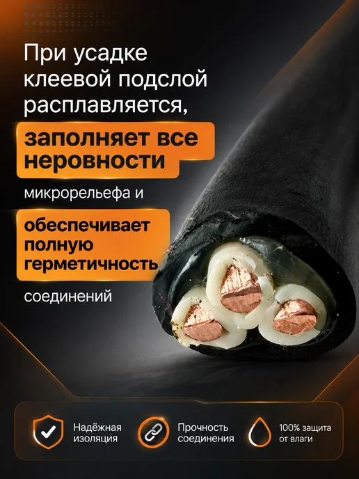 КВТ Термоусадка клеевая термоусадочная трубка для проводов, 3 1 мм, фото 3