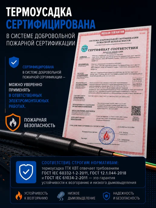 КВТ Термоусадка клеевая термоусадочная трубка для проводов, 12 4 мм, фото 6