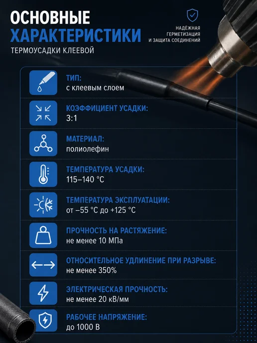 КВТ Термоусадка клеевая термоусадочная трубка для проводов, 12 4 мм, фото 7