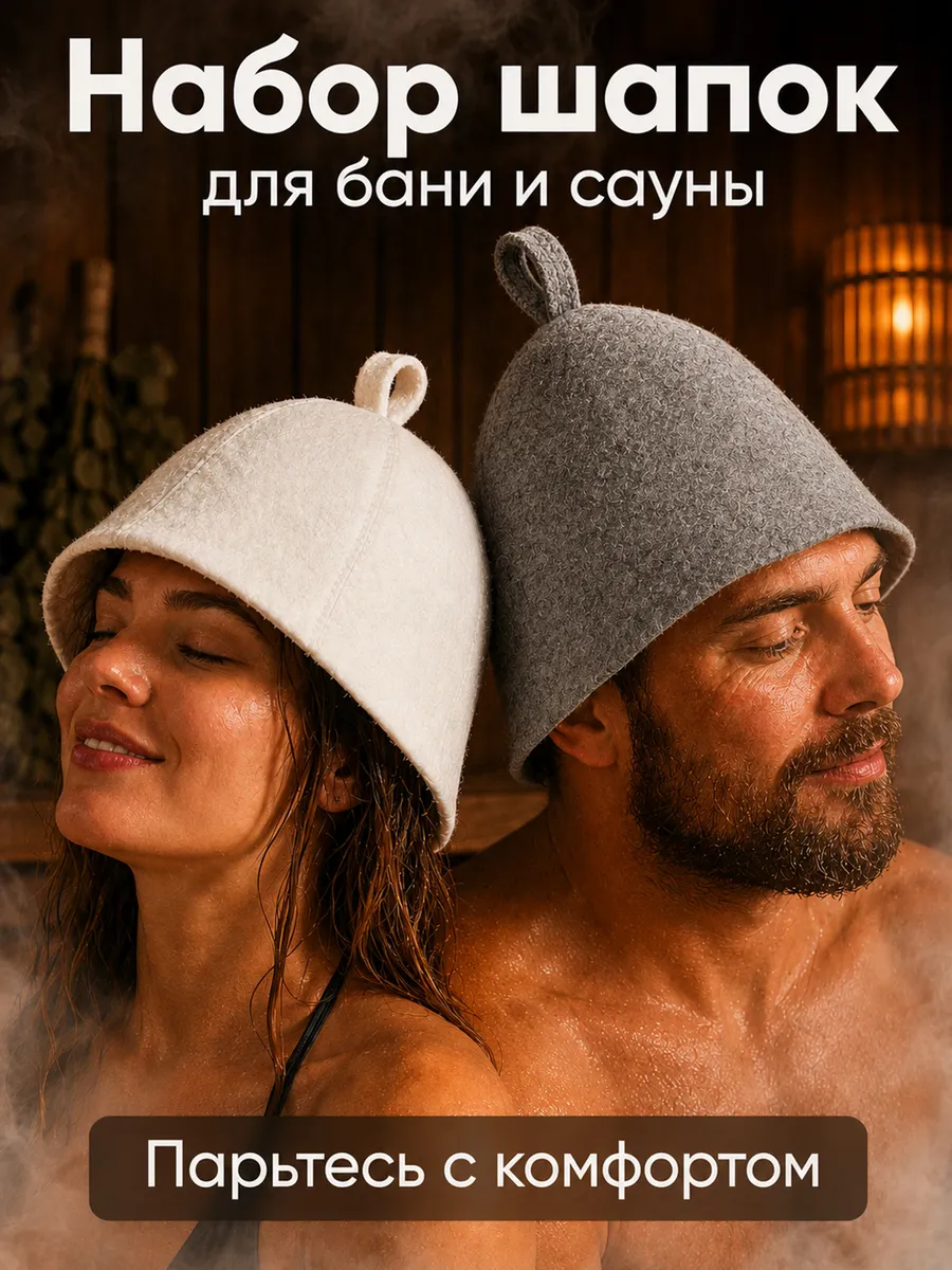 Шапка для бани и сауны парные набор