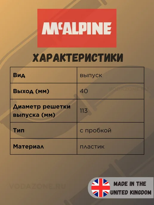 McAlpine Выпуск для мойки 113 мм черная лава MRSKW7-SLB, черный, фото 3