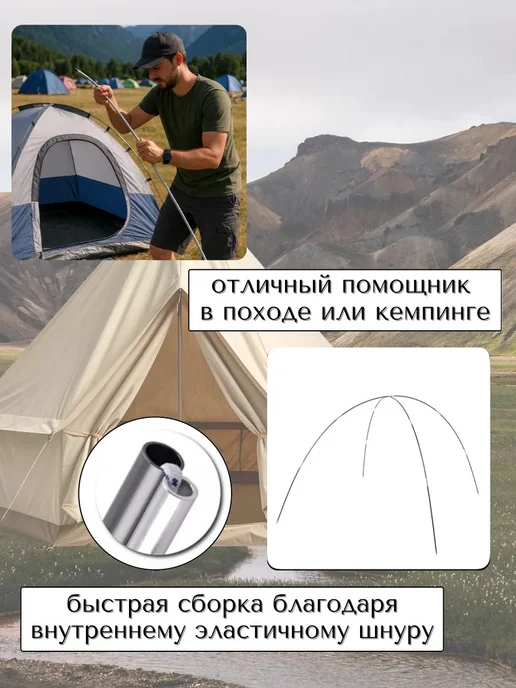 DENZ Набор дуг для палатки, диаметр 9.5mm (9шт), 9 шт, фото 3