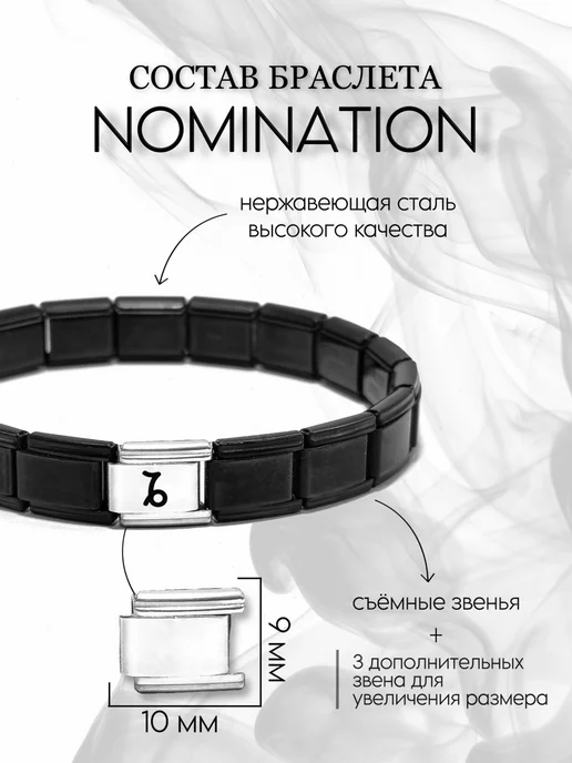 Fabio Ross Collection Браслет Nomination для Козерога, черный, фото 2