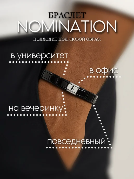 Fabio Ross Collection Браслет Nomination для Козерога, черный, фото 4