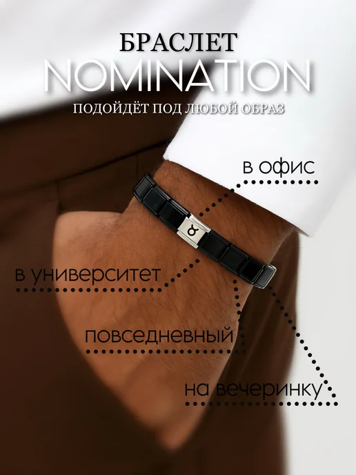 Fabio Ross Collection Браслет Nomination для Тельца, черный, фото 4