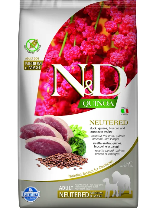 Сухой корм Farmina Quinoa Ср… для собак, стерилизованные, утка, 12 кг, фото 5