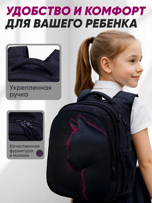 JUGGERIR Рюкзак школьный для девочки, синий, фото 5