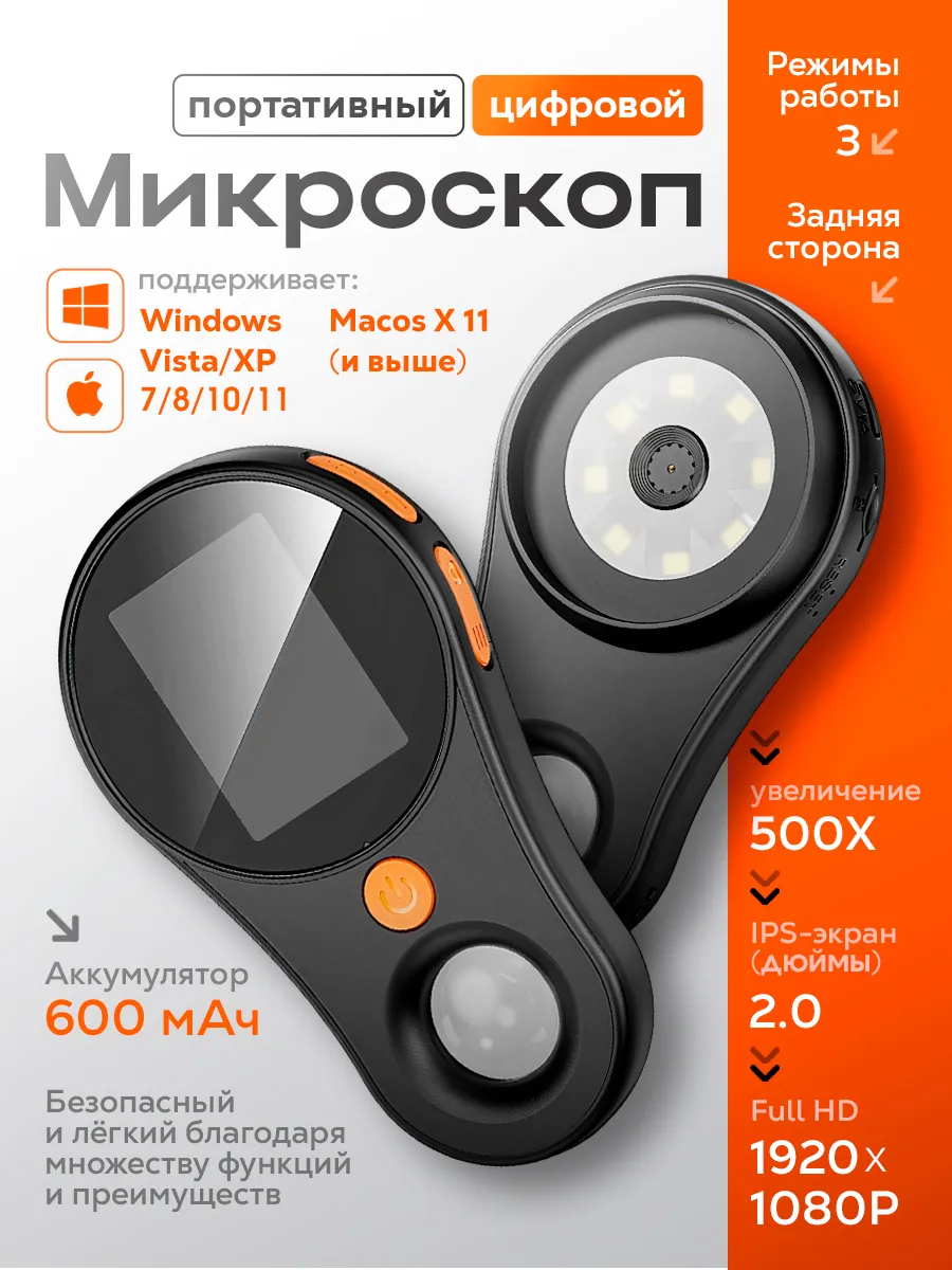 Портативный цифровой микроскоп Inspectra с увеличением 500X