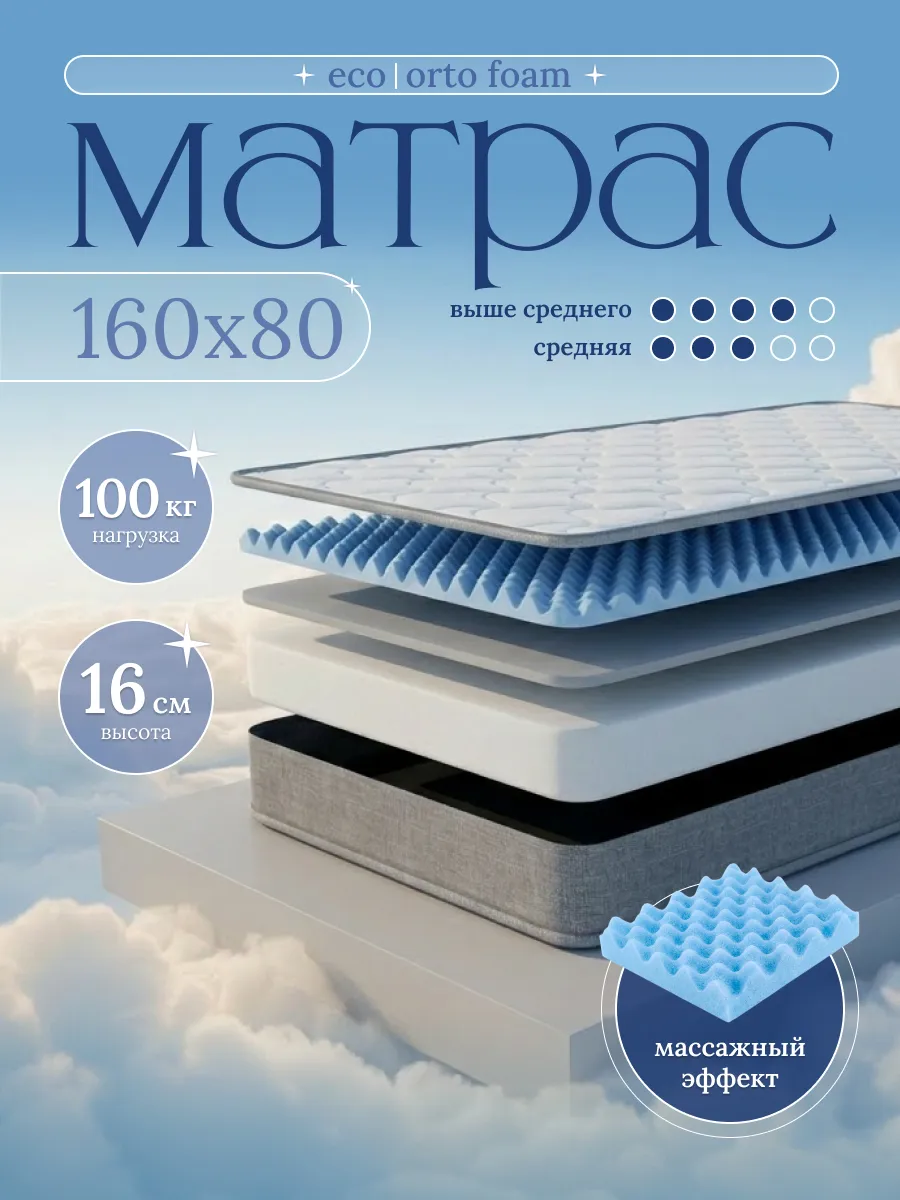 Матрас 160х80 см с массажным эффектом