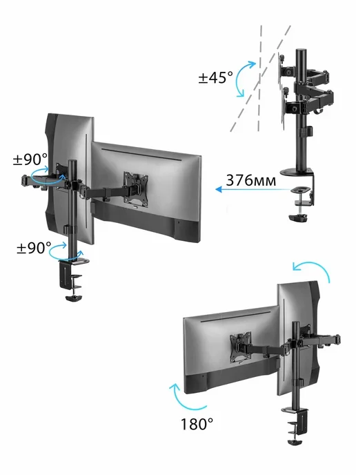 Godoo Кронштейн для двух мониторов настольный 17"-32" GD110-C024, вариант, фото 2