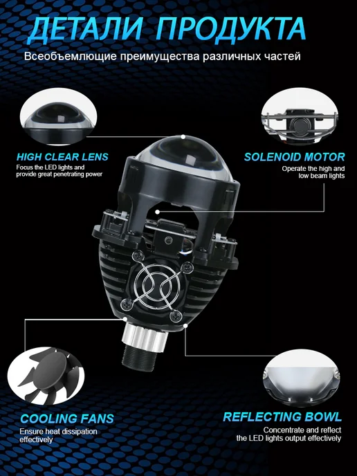 lupuauto Bi led линзы 3.0 дюйма 160W, 2 шт, 160 Вт, 2 шт, фото 4