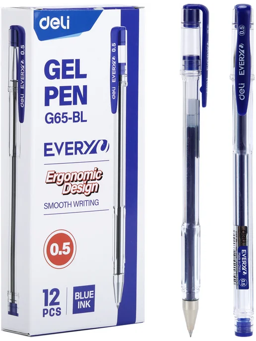 DELI Ручки гелевые синие EveryU 0.5мм набор 12шт для школы, 12 шт, фото 4