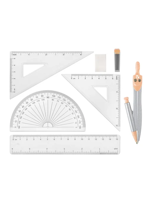 Brauberg Готовальня SCHOOL KIT, 9 предметов, циркуль 125 мм, вариант, фото 8