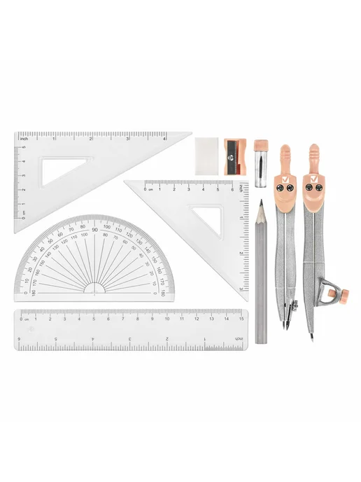 Brauberg Готовальня SCHOOL KIT, 8 предметов, циркуль 115 мм, 11 115, фото 4