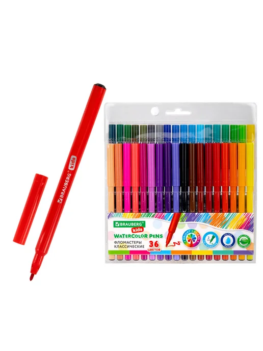 Brauberg Фломастеры KIDS КЛАССИЧЕСКИЕ 36 цветов, вентилируем, 36 цв., фото 2