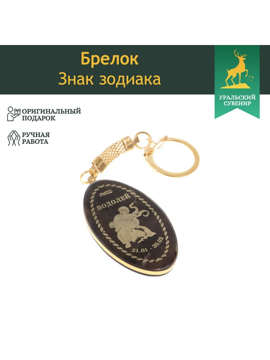 Брелок знак зодиака "Водолей" камень обсидиан