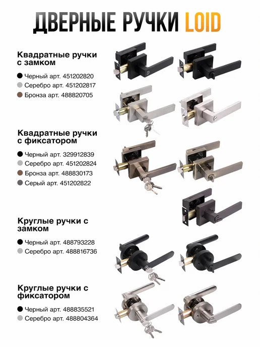 loid Ручка дверная межкомнатная с защелкой, фиксатор, бронза, серый, фото 2