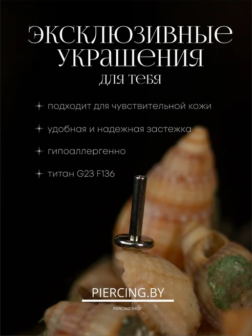 PIERCING.BY Серьга лабрет титан, титан, фото 4