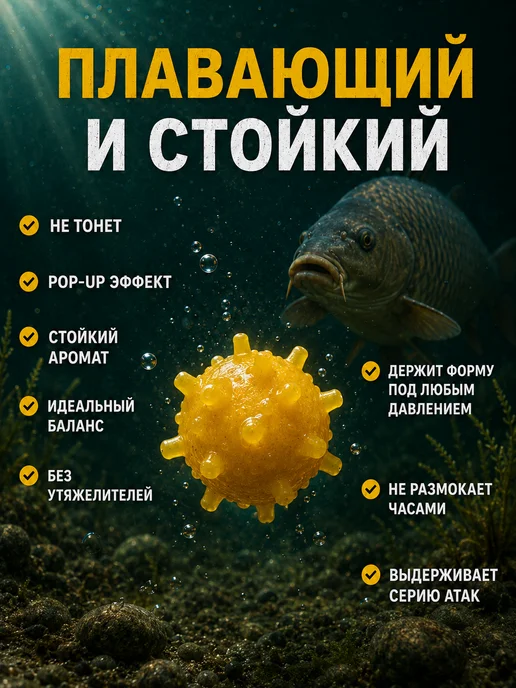 Komandor fish Бойлы для рыбалки на карпа силиконовые коронавирус 12мм, вариант, фото 4