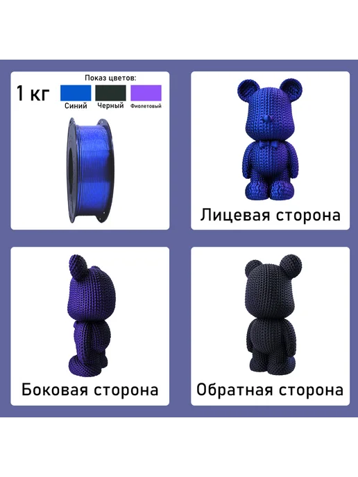 Sprouture Lab pla+ silk трехцветный 5кг 1.75mm комбинация, 5 кг, фото 5