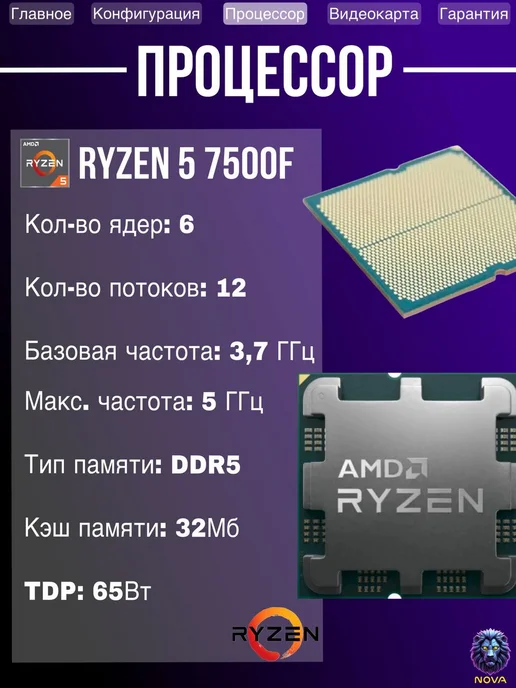 Игровой компьютер RYZEN 5 7500F RTX 5060Ti, белый, фото 3