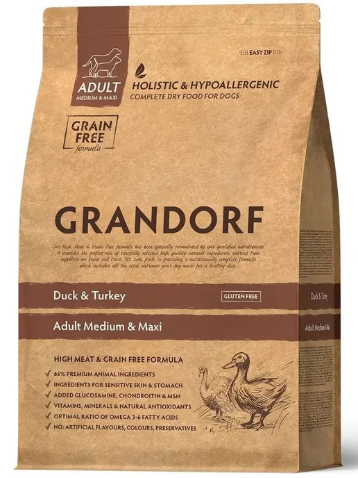 Сухой корм Grandorf fresh Грандорф для собак, крупные, средние, индейка, утка, 10 кг, фото 2