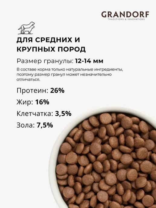 Сухой корм Grandorf fresh Грандорф для собак, крупные, средние, индейка, утка, 10 кг, фото 4