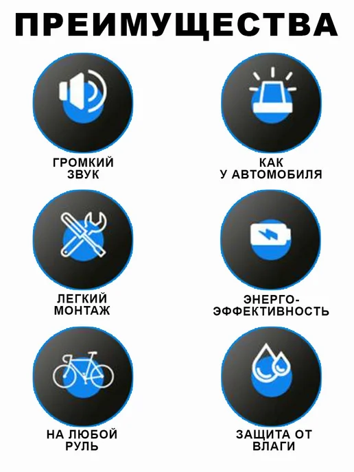 Сигнал велосипедный электронный, громкий (120Дб), синий, фото 4
