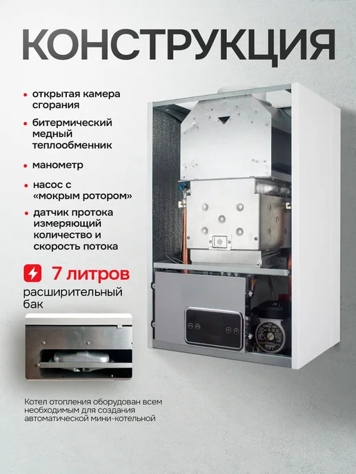 ARDERIA Газовый настенный двухконтурный котел D24 ATMO, вариант, фото 3